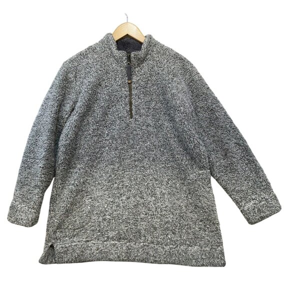 Soft Surroundings Womens Sherpa Pullover Jacket Medium Gray Pockets - Picture 1 of 12
